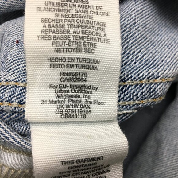 Free People Women's Denim Jean Jacket Studded Oversized Trucker Distressed M - Picture 11 of 12